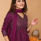 Rajwada Purple Silk Blend Embroidered Stitched Kurta set for Women