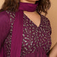 Rajwada Purple Silk Blend Embroidered Stitched Kurta set for Women