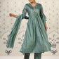 Rajwada Sea Green Cotton Front Yoke Gathered Stitched Kurta Set For Women