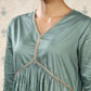 Rajwada Sea Green Cotton Front Yoke Gathered Stitched Kurta Set For Women