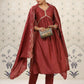 Rajwada Maroon Cotton Front Yoke Gathered Stitched Kurta Set For Women