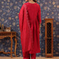 Rajwada Red Cotton Front Yoke Gathered Stitched Kurta Set For Women