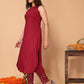 Rajwada Maroon Rayon Solid A Line Kurta set for Women