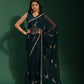 Rajwada Dark Green Embroidered Georgette Saree With Unstitched Blouse For Women