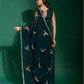 Rajwada Dark Green Embroidered Georgette Saree With Unstitched Blouse For Women