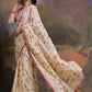 Rajwada Off White Printed Chiffon Saree With Unstitched Blouse For Women