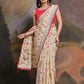 Rajwada Off White Printed Chiffon Saree With Unstitched Blouse For Women