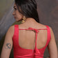 Rajwada Off White Printed Chiffon Saree With Unstitched Blouse For Women
