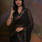 Rajwada Black Embellished Georgette Saree With Unstitched Blouse For Women