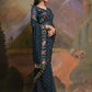 Rajwada Navy Blue Embellished Georgette Saree With Unstitched Blouse For Women