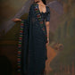 Rajwada Navy Blue Embellished Georgette Saree With Unstitched Blouse For Women