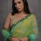 Rajwada Green Printed Georgette Saree With Unstitched Blouse For Women