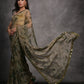 Rajwada Olive Printed Georgette Saree With Unstitched Blouse For Women