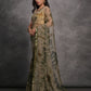 Rajwada Olive Printed Georgette Saree With Unstitched Blouse For Women