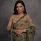 Rajwada Olive Printed Georgette Saree With Unstitched Blouse For Women