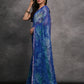 Rajwada Blue Printed Georgette Saree With Unstitched Blouse For Women
