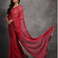 Rajwada Red Printed Georgette Saree With Unstitched Blouse For Women