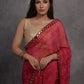 Rajwada Red Printed Georgette Saree With Unstitched Blouse For Women