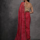 Rajwada Red Printed Georgette Saree With Unstitched Blouse For Women