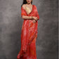 Rajwada Orange and Pink Printed Georgette Saree With Unstitched Blouse For Women
