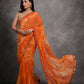 Rajwada Orange Printed Georgette Saree With Unstitched Blouse For Women