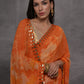 Rajwada Orange Printed Georgette Saree With Unstitched Blouse For Women