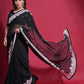 Rajwada Black Embroidered Georgette Saree With Unstitched Blouse For Women