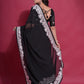 Rajwada Black Embroidered Georgette Saree With Unstitched Blouse For Women