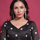 Rajwada Black Embroidered Georgette Saree With Unstitched Blouse For Women