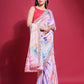 Rajwada Multicolor Printed Chiffon Saree With Unstitched Blouse For Women