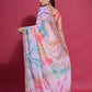Rajwada Multicolor Printed Chiffon Saree With Unstitched Blouse For Women