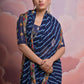 Rajwada Blue Printed Georgette Saree With Unstitched Blouse For Women