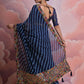 Rajwada Blue Printed Georgette Saree With Unstitched Blouse For Women