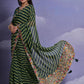 Rajwada Green Printed Georgette Saree With Unstitched Blouse For Women