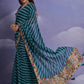 Rajwada Teal Printed Georgette Saree With Unstitched Blouse For Women