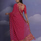 Rajwada Pink Printed Georgette Saree With Unstitched Blouse For Women