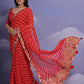 Rajwada Red Printed Georgette Saree With Unstitched Blouse For Women
