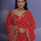 Rajwada Red Printed Georgette Saree With Unstitched Blouse For Women