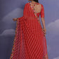 Rajwada Red Printed Georgette Saree With Unstitched Blouse For Women