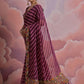Rajwada Wine Printed Georgette Saree With Unstitched Blouse For Women