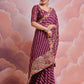 Rajwada Wine Printed Georgette Saree With Unstitched Blouse For Women