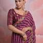 Rajwada Wine Printed Georgette Saree With Unstitched Blouse For Women