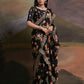 Rajwada Black Printed Chiffon Saree With Unstitched Blouse For Women