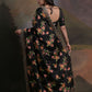 Rajwada Black Printed Chiffon Saree With Unstitched Blouse For Women