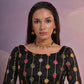 Rajwada Black Printed Chiffon Saree With Unstitched Blouse For Women