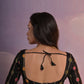 Rajwada Black Printed Chiffon Saree With Unstitched Blouse For Women