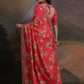 Rajwada Red Printed Chiffon Saree With Unstitched Blouse For Women