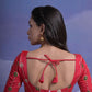 Rajwada Red Printed Chiffon Saree With Unstitched Blouse For Women