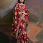 Rajwada Wine Printed Chiffon Saree With Unstitched Blouse For Women