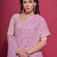 Rajwada Pink Embellished Georgette Saree With Unstitched Blouse For Women